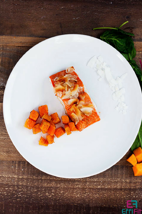 Honey Coconut Salmon and Roasted Butternut Squash 1 Pan Dinner