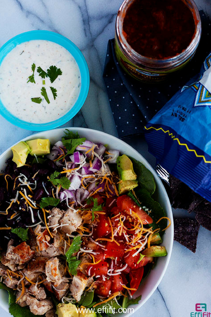 Chicken Taco Salad with Cilantro Ranch Dressing