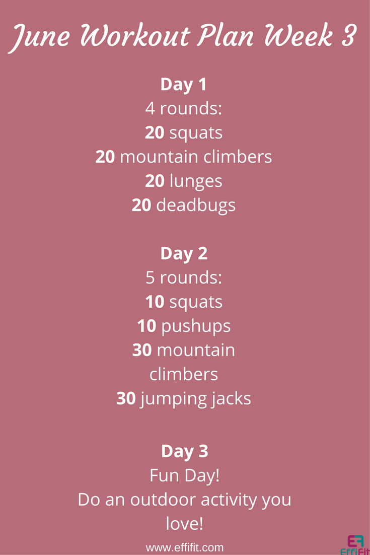 June Workout Plan Week 3