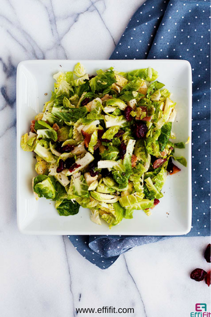 Bacon Cranberry Brussel Sprouts Salad | EffiFit