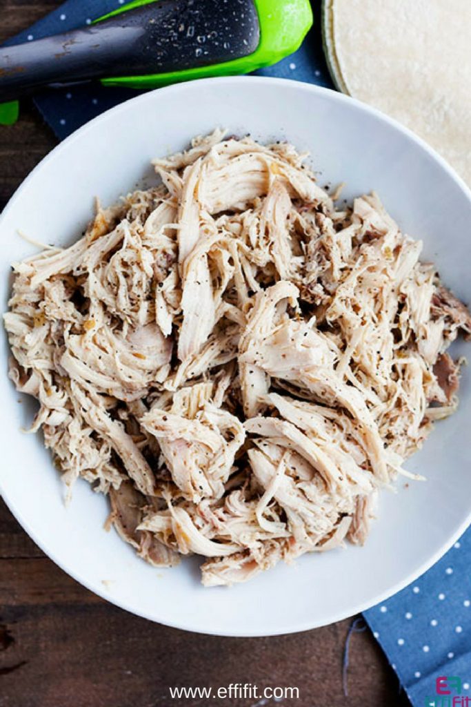 Healthy and Easy Slow Cooker Green Chile Shredded Chicken