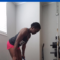 Woman exercising with resistance band